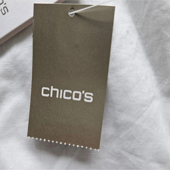 New Chico's Womens Embellished Jacket White Quilted Jeweled Large Cuff Sleeve - Picture 12 of 16